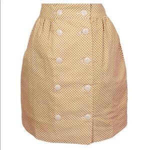 COMME TOI DOT SKIRT Sz M polka dot  Button A-Line Side Pockets linen blend